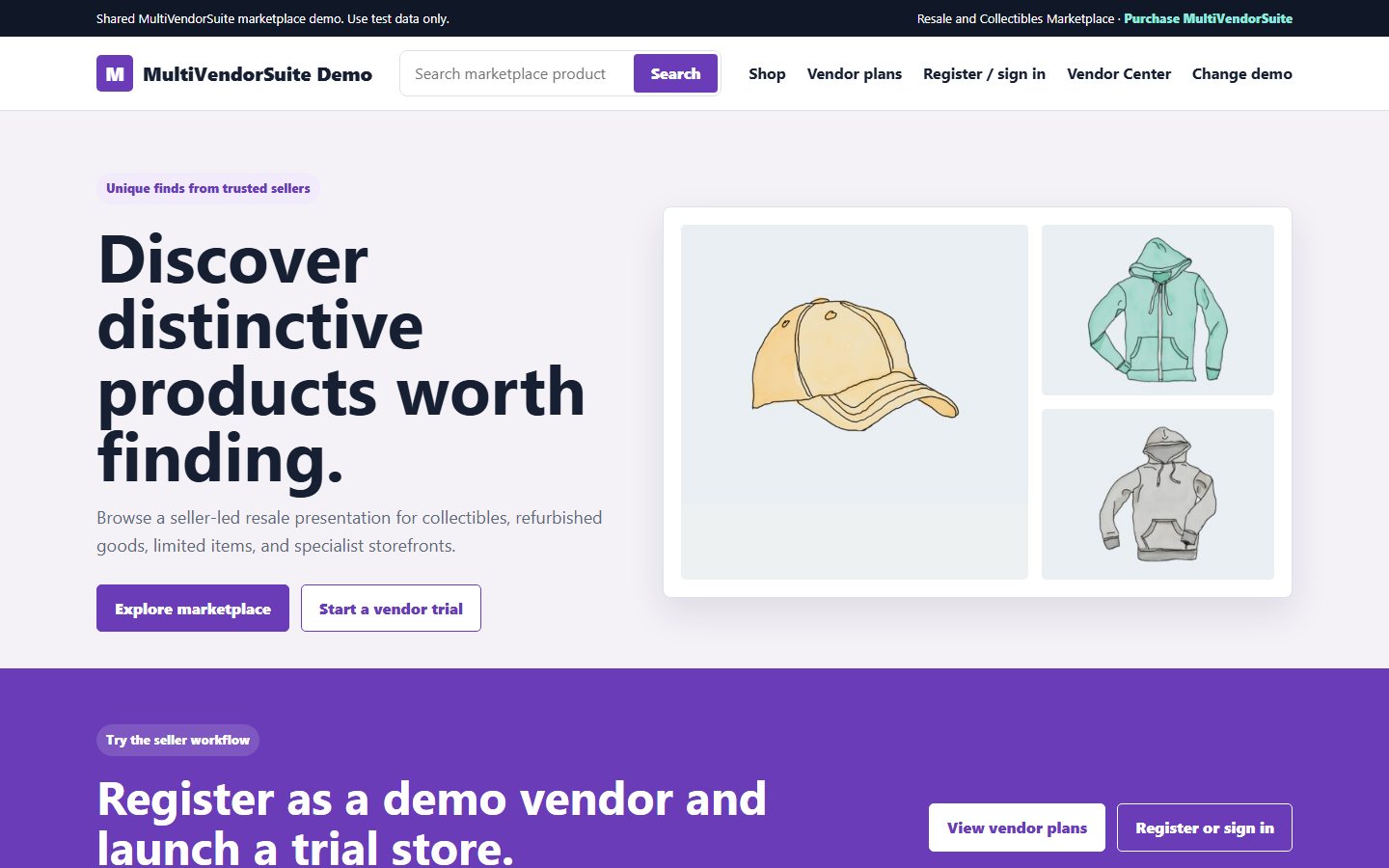 Resale and Collectibles Marketplace live marketplace demo storefront.